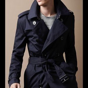 Men’s Burberry Chelsea Mid-Length Trench, Navy 48R